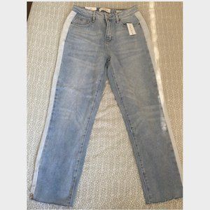 High Waist Stripe Medium Wash PacSun Mom Jean